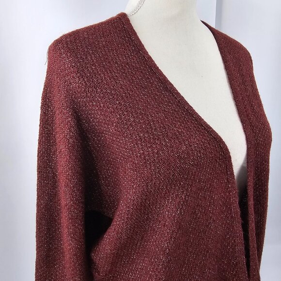 Pink Clover Women's Burgundy Open Front Rolled Cuff Cardigan Size SP NWT - Picture 6 of 16